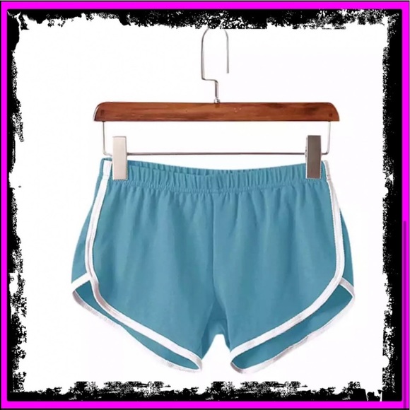 New Woman’s Sports Fitness Light Blue Elastic Comfy Yoga Shorts - Picture 5 of 6